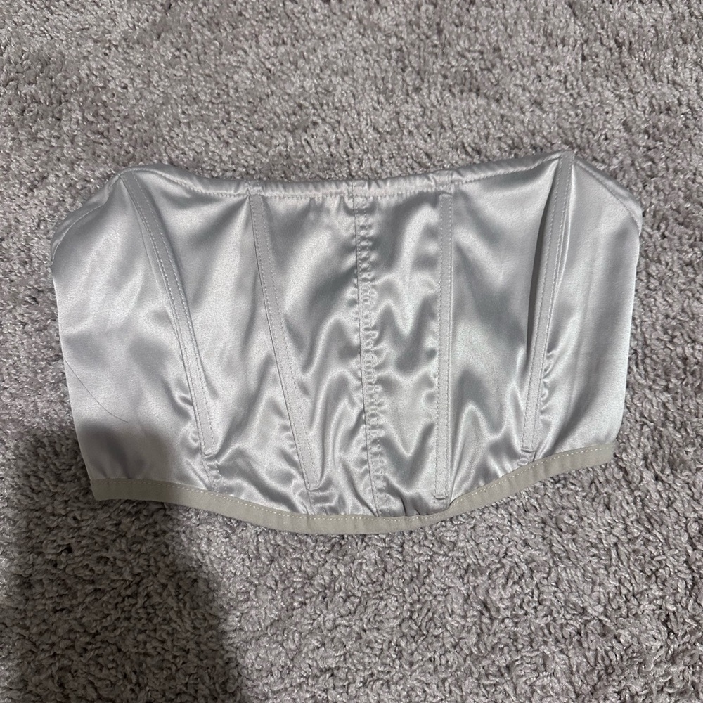 Silver Satin Bustier Top